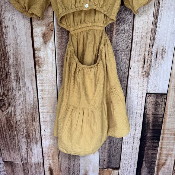 Madewell Dress Puff-Sleeve Tiered Mini XS Boho Cottagecore Minimalist Fall - Picture 6 of 9